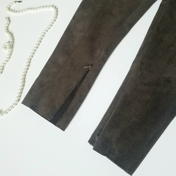 Zara Faux Suede Nude Skinny Pants New - Picture 5 of 8